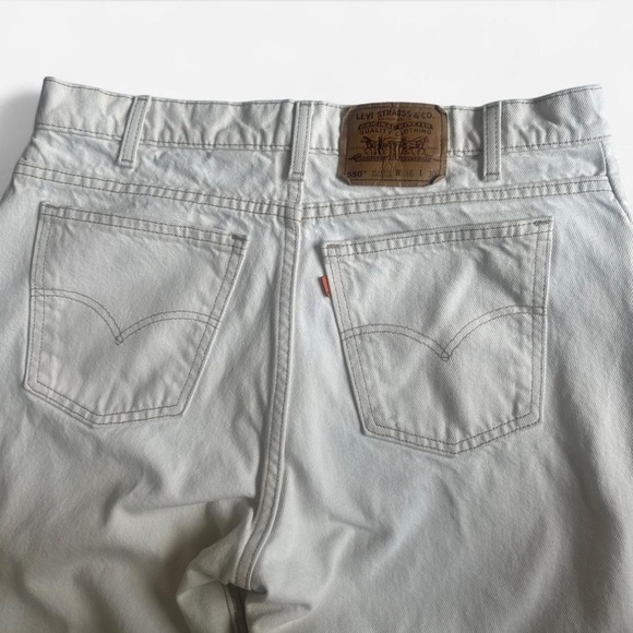 Vintage Levi's 550 Jeans Size 36x30 Orange Tab 90's USA Relaxed Fit Taper Cream - Picture 5 of 8